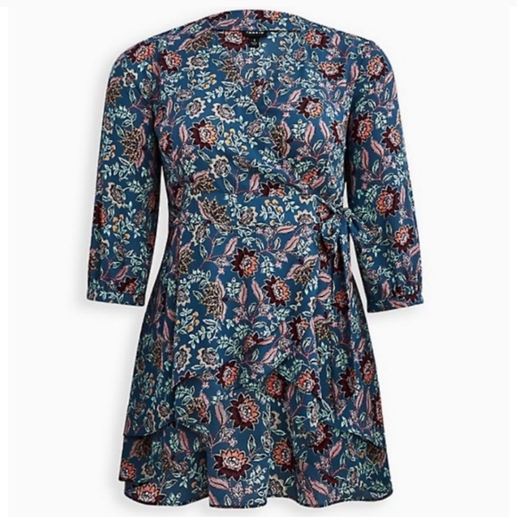 Torrid Floral Georgette Floral Wrap Peasant Top - Picture 14 of 15